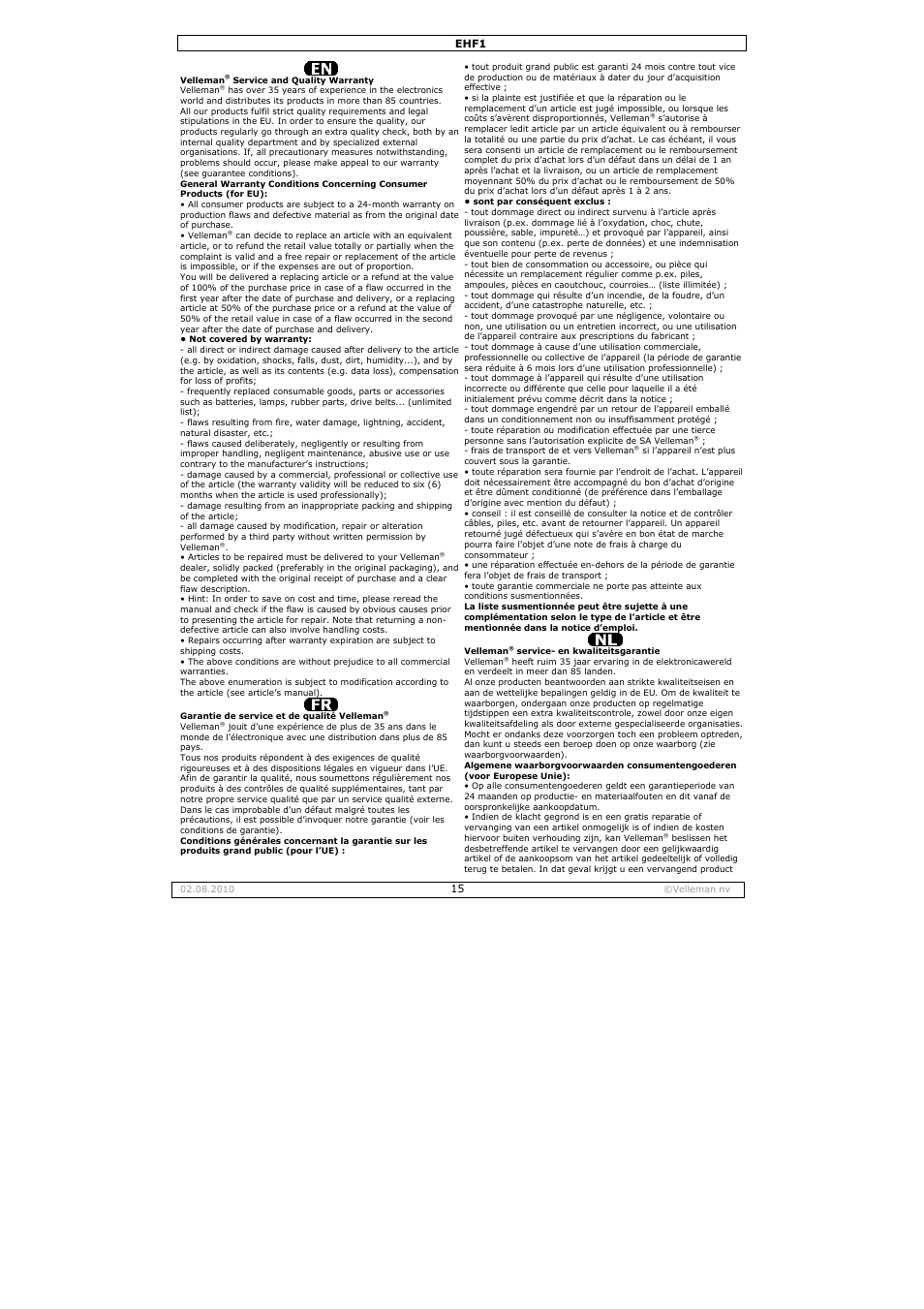 Velleman EHF1 User Manual | Page 15 / 17
