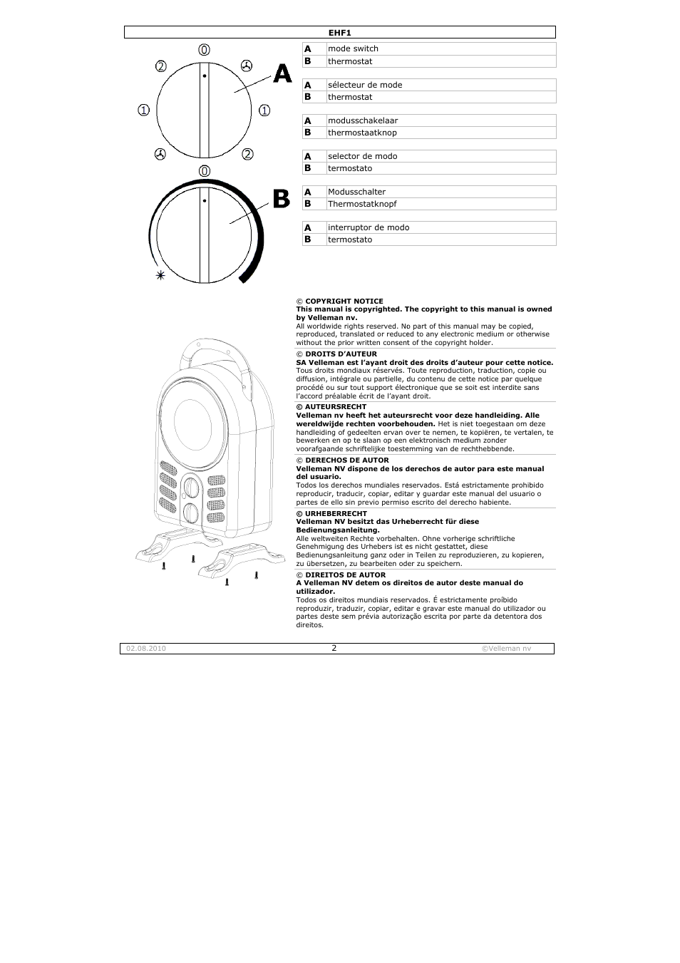 Velleman EHF1 User Manual | Page 2 / 17
