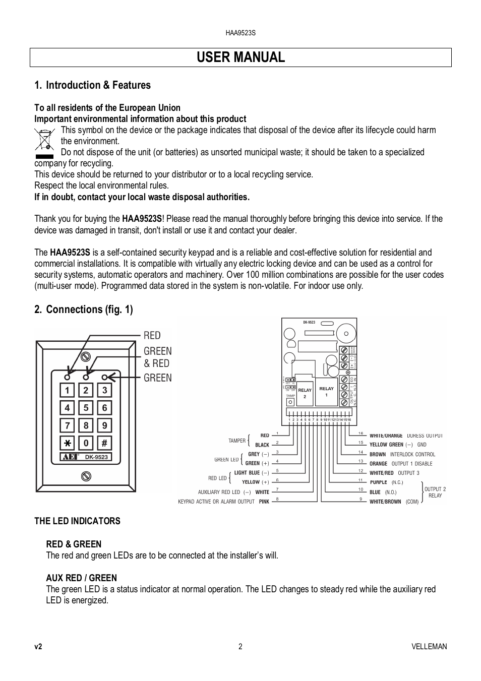 User manual | Velleman HAA9523S User Manual | Page 2 / 84