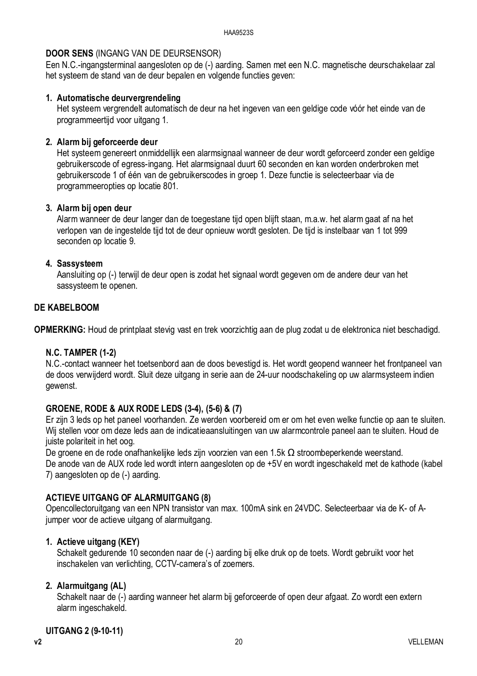 Velleman HAA9523S User Manual | Page 20 / 84