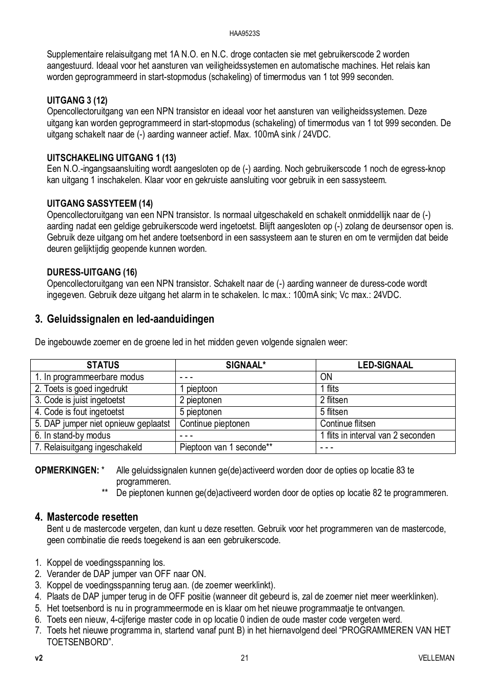 Velleman HAA9523S User Manual | Page 21 / 84