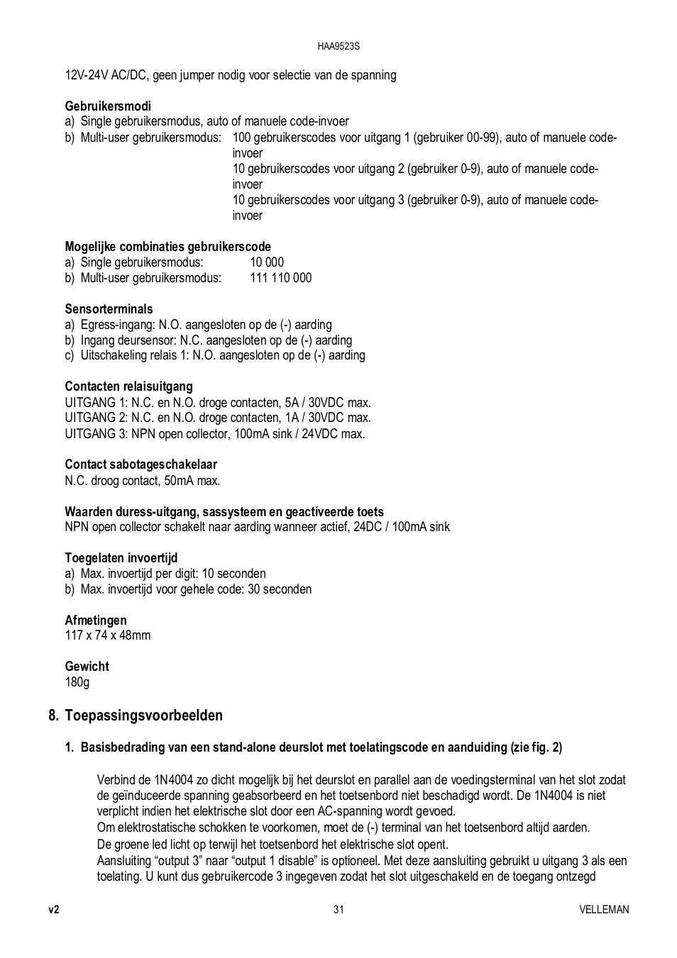 Velleman HAA9523S User Manual | Page 31 / 84