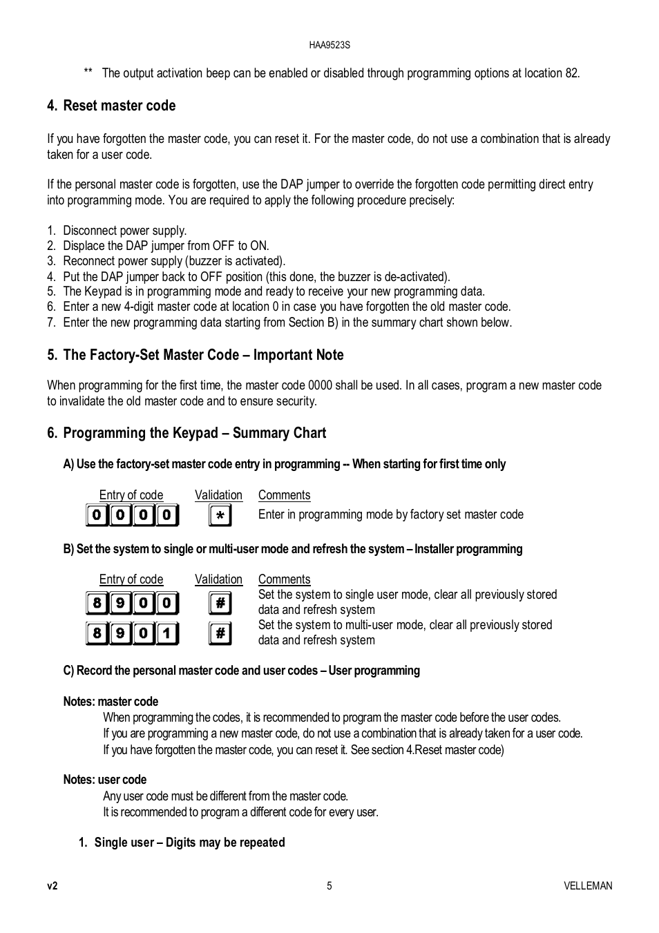 Velleman HAA9523S User Manual | Page 5 / 84