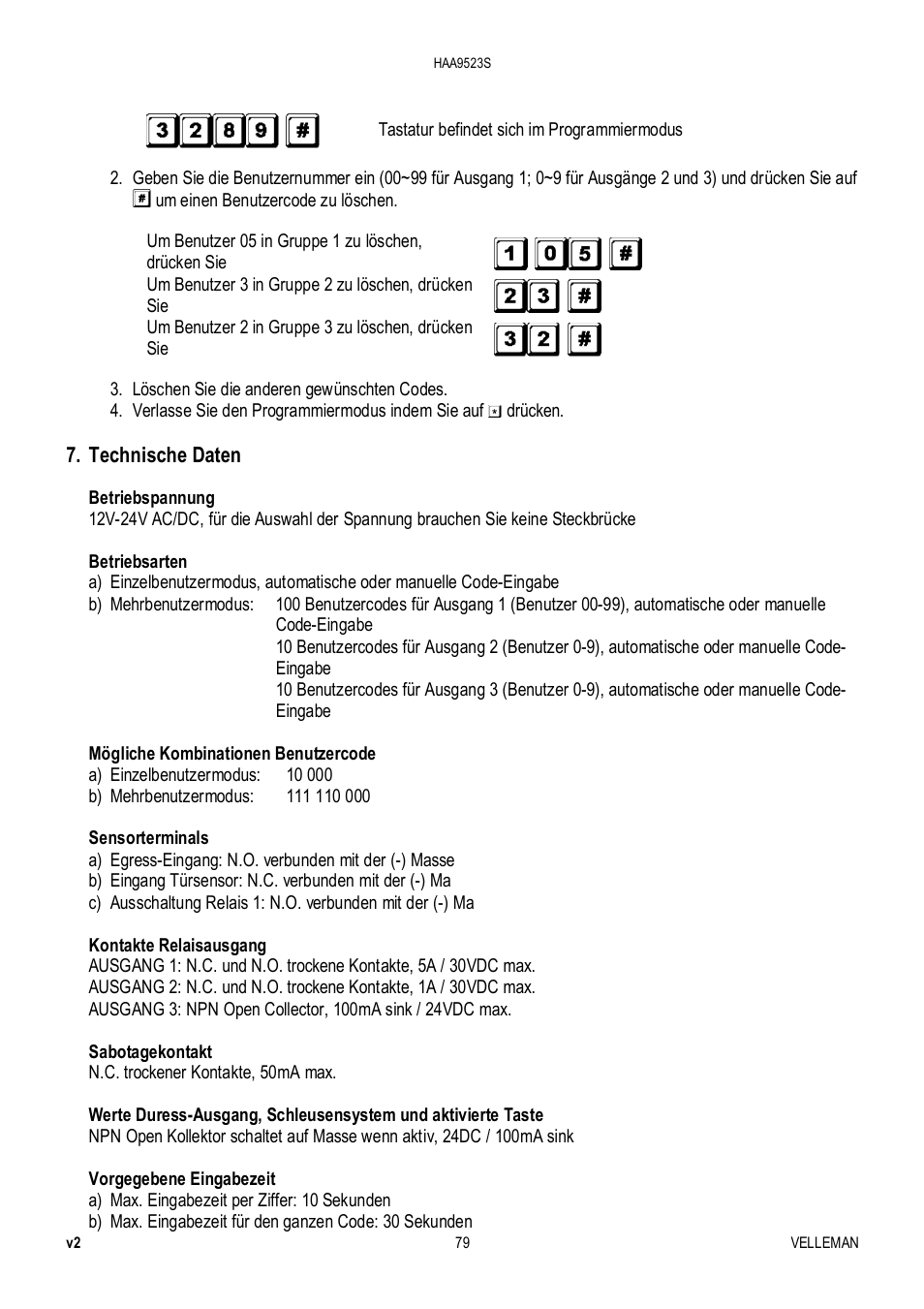 Velleman HAA9523S User Manual | Page 79 / 84