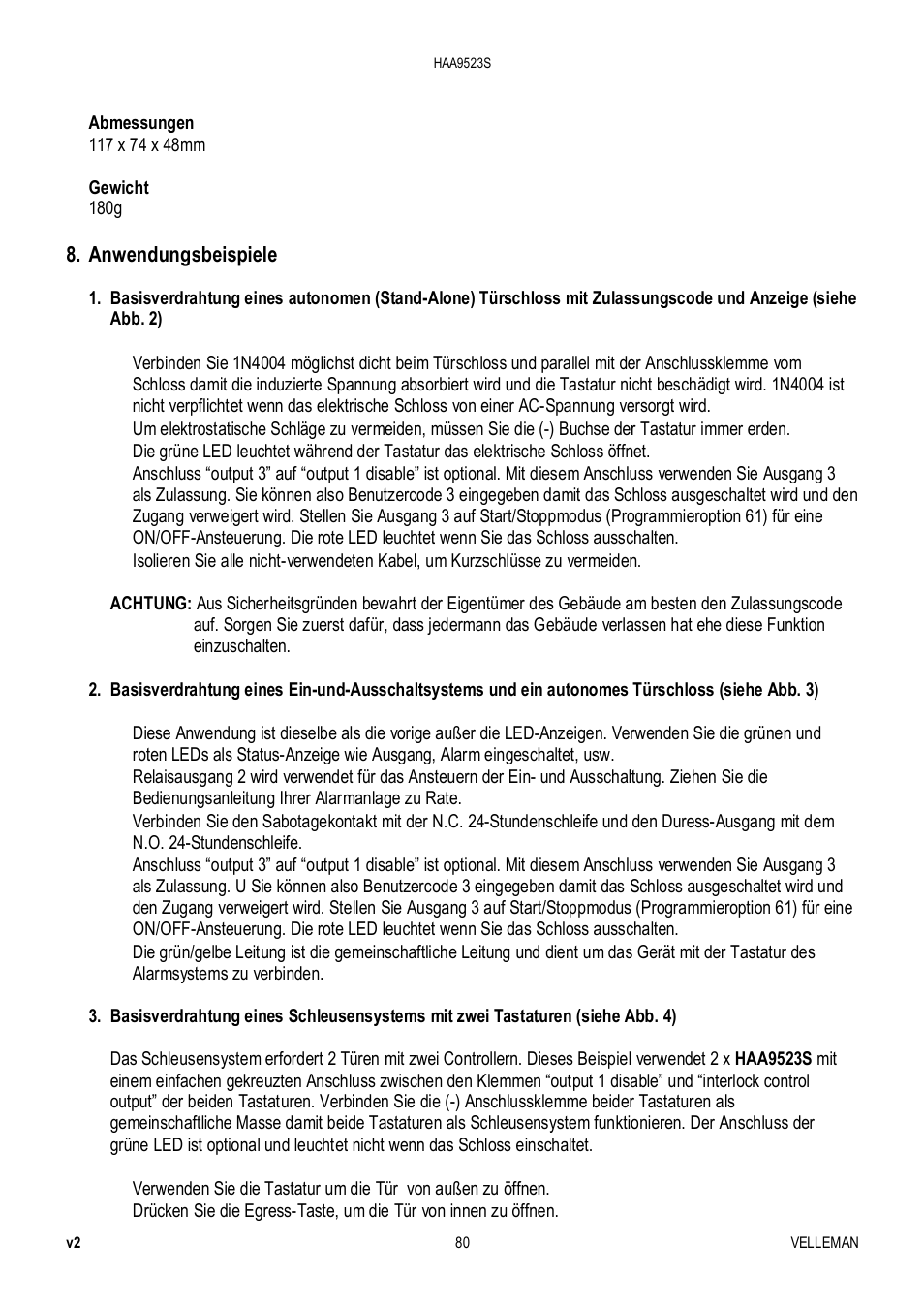 Velleman HAA9523S User Manual | Page 80 / 84