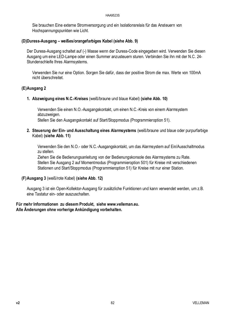 Velleman HAA9523S User Manual | Page 82 / 84