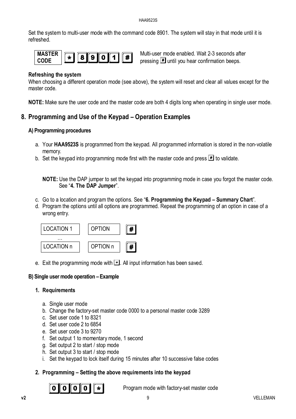 Velleman HAA9523S User Manual | Page 9 / 84