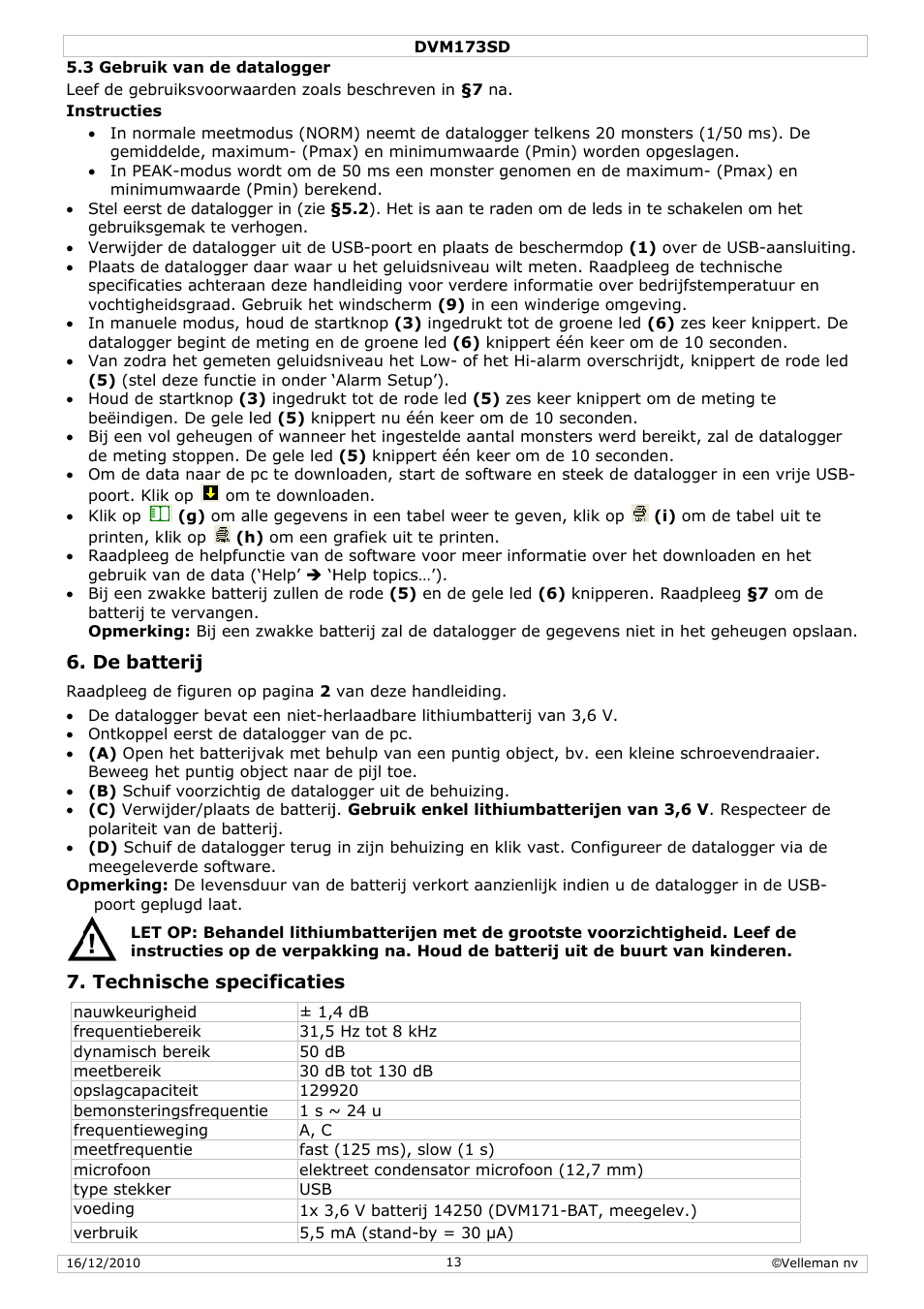 Velleman DVM173SD User Manual | Page 13 / 34