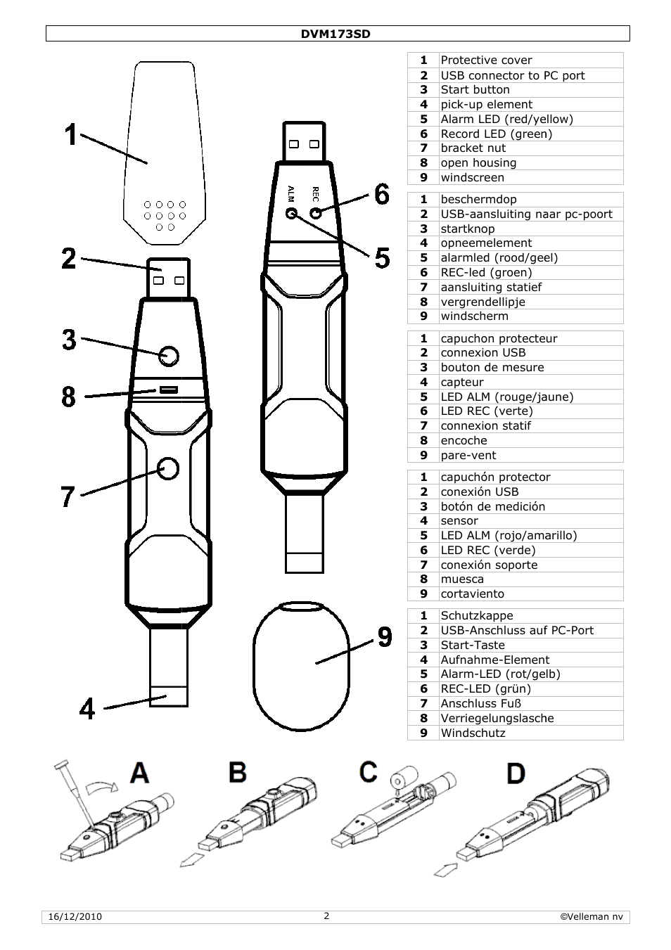 Velleman DVM173SD User Manual | Page 2 / 34