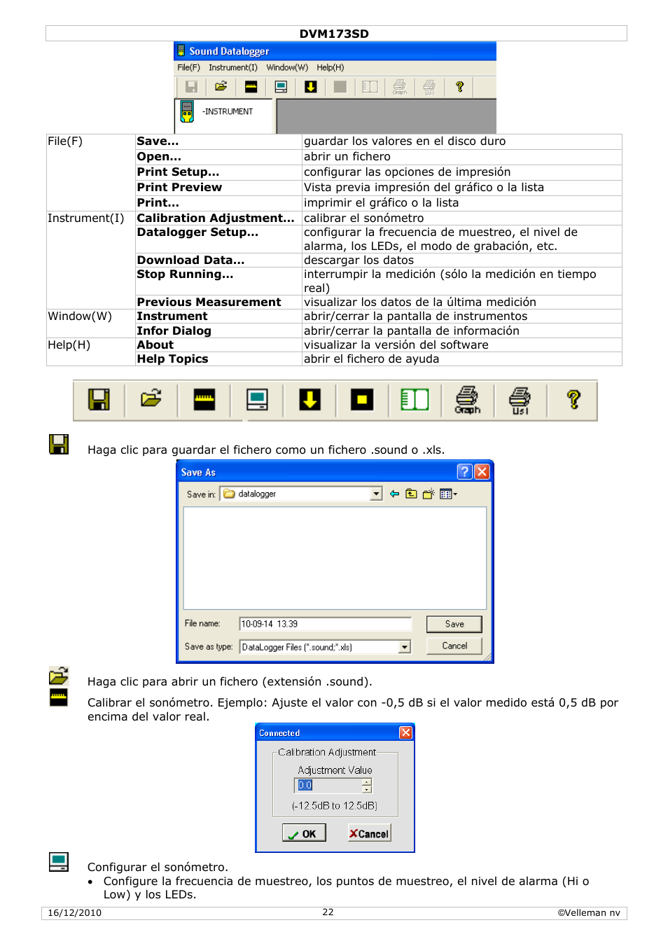 Velleman DVM173SD User Manual | Page 22 / 34