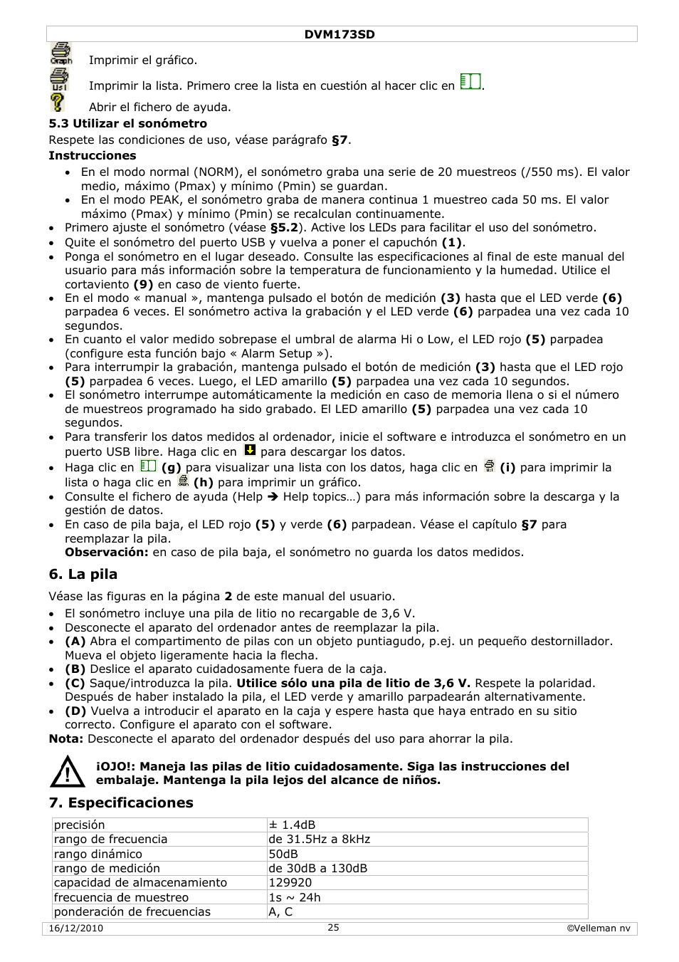 Velleman DVM173SD User Manual | Page 25 / 34