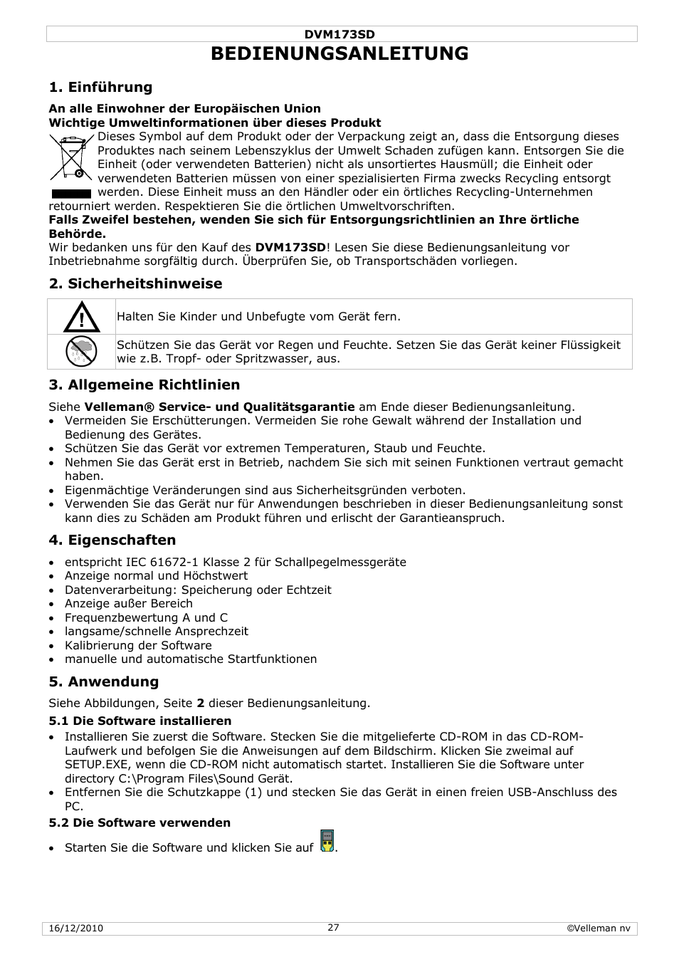 Dienun, Ngsan, Nleitu | Velleman DVM173SD User Manual | Page 27 / 34