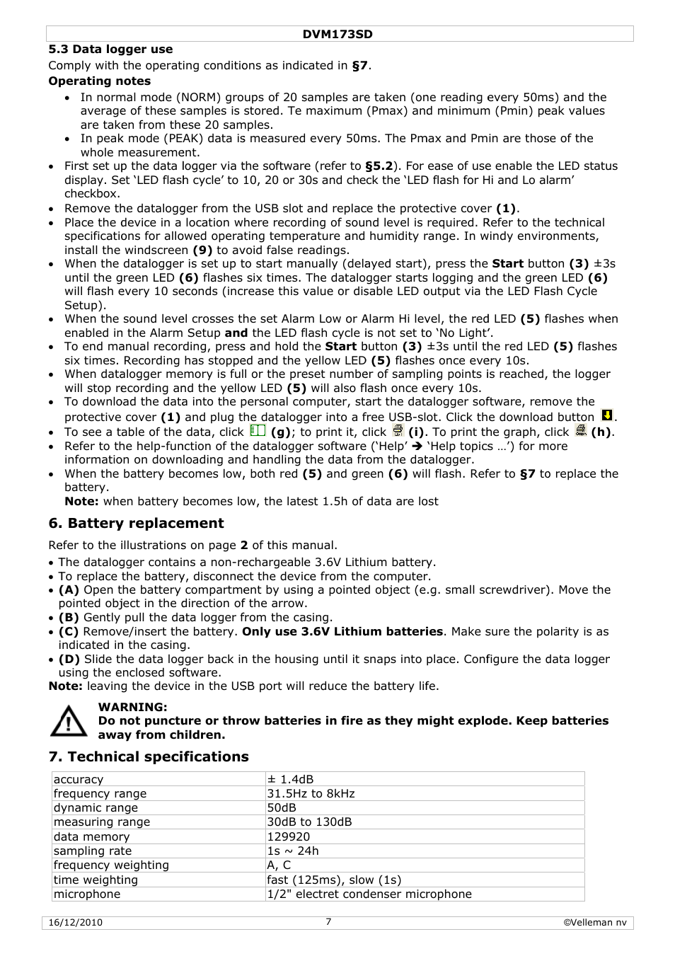 Velleman DVM173SD User Manual | Page 7 / 34