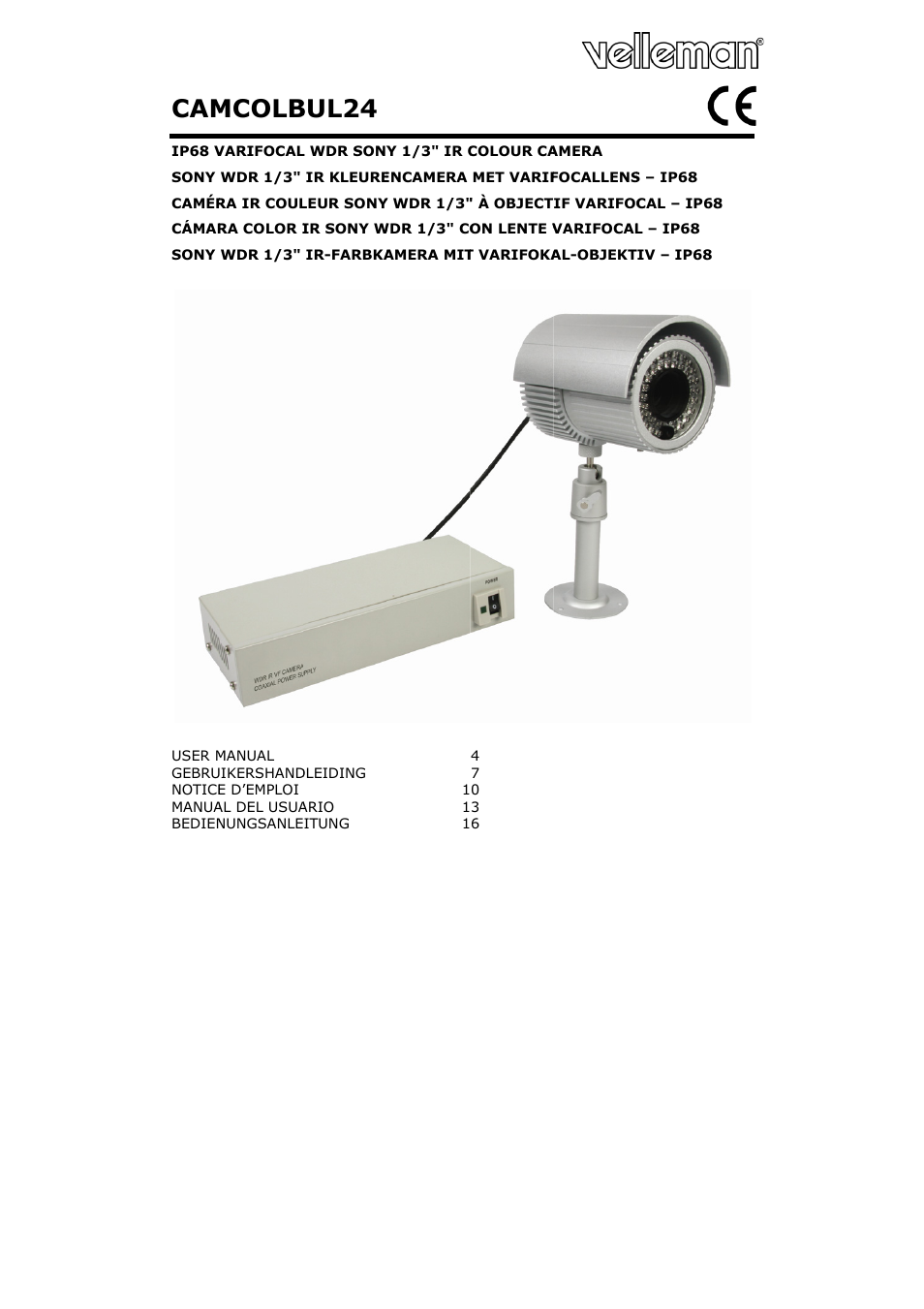 Velleman CAMCOLBUL24 User Manual | 20 pages