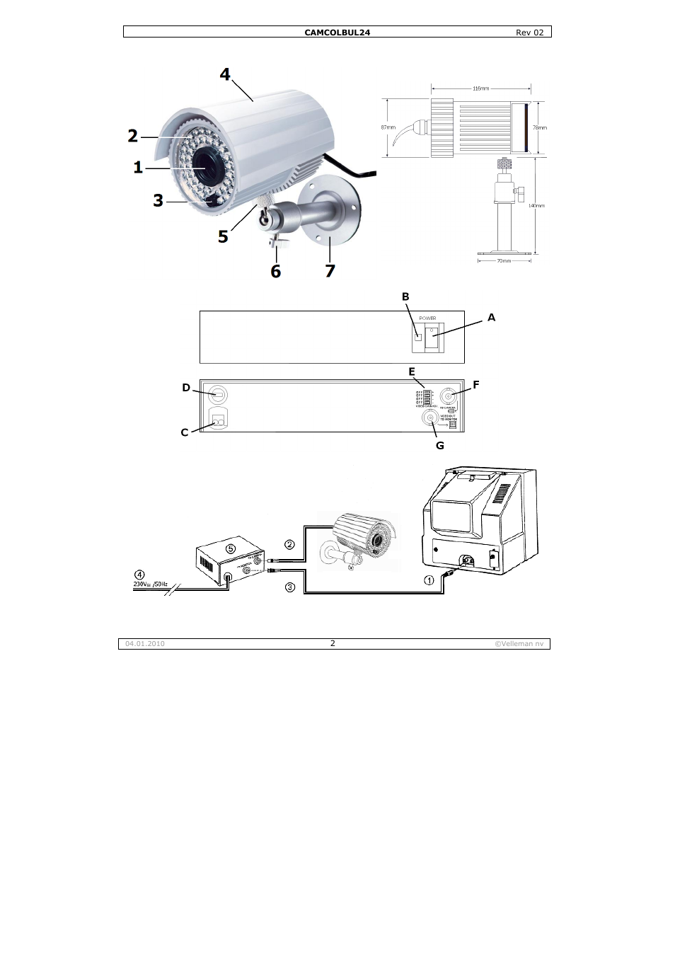 Velleman CAMCOLBUL24 User Manual | Page 2 / 20