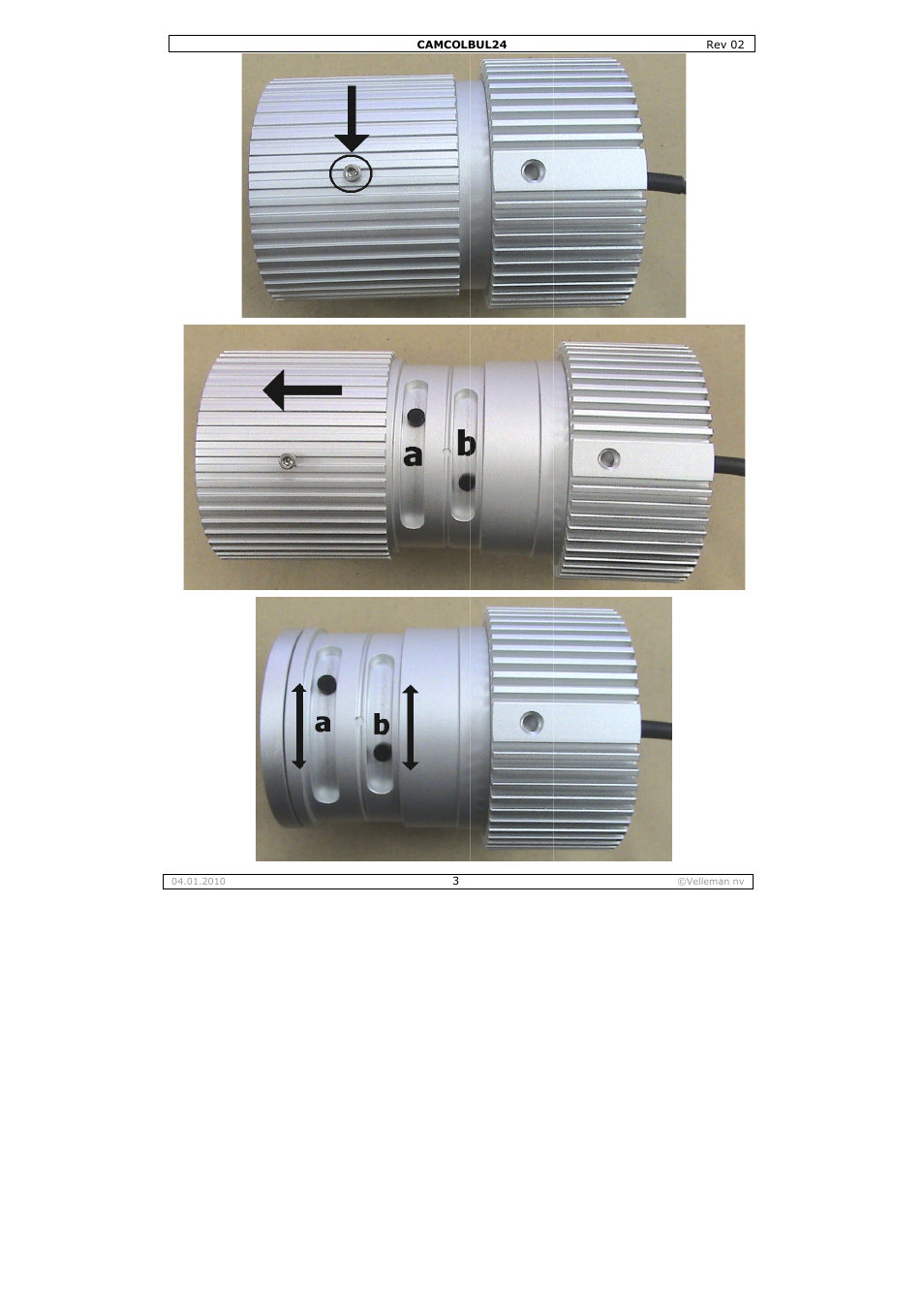 Velleman CAMCOLBUL24 User Manual | Page 3 / 20