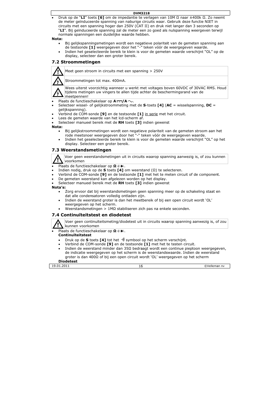 Velleman DVM3218 User Manual | Page 16 / 47