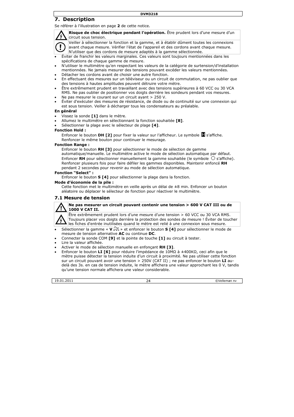 Escription | Velleman DVM3218 User Manual | Page 24 / 47