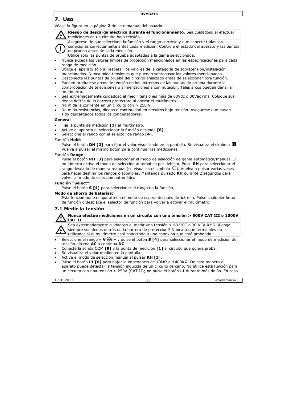 Velleman DVM3218 User Manual | Page 33 / 47