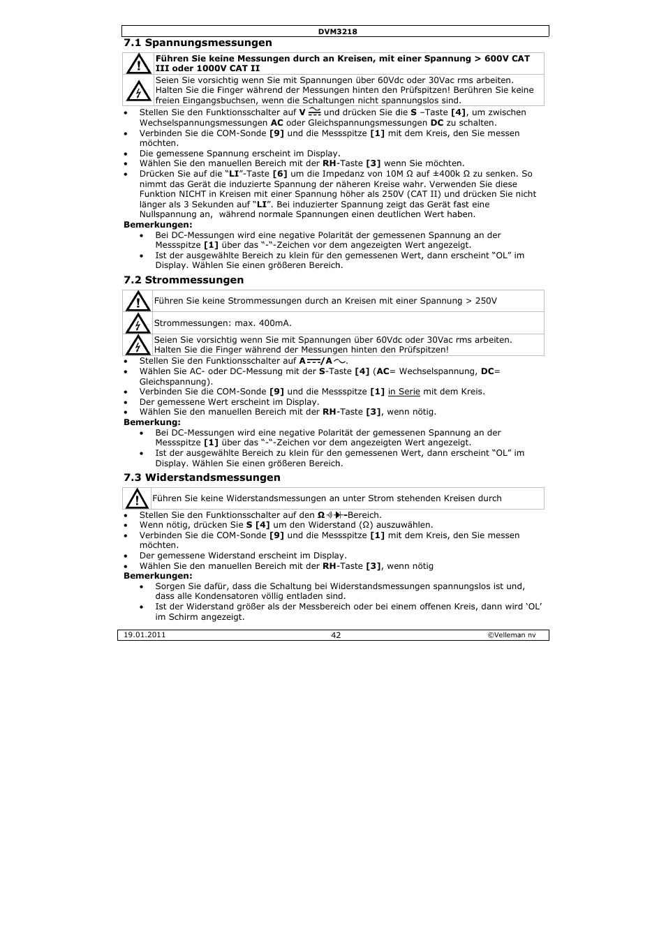Velleman DVM3218 User Manual | Page 42 / 47