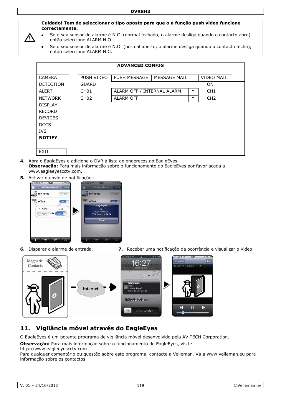 Vigilância móvel através do eagleeyes | Velleman DVR8H3 User Manual | Page 119 / 128