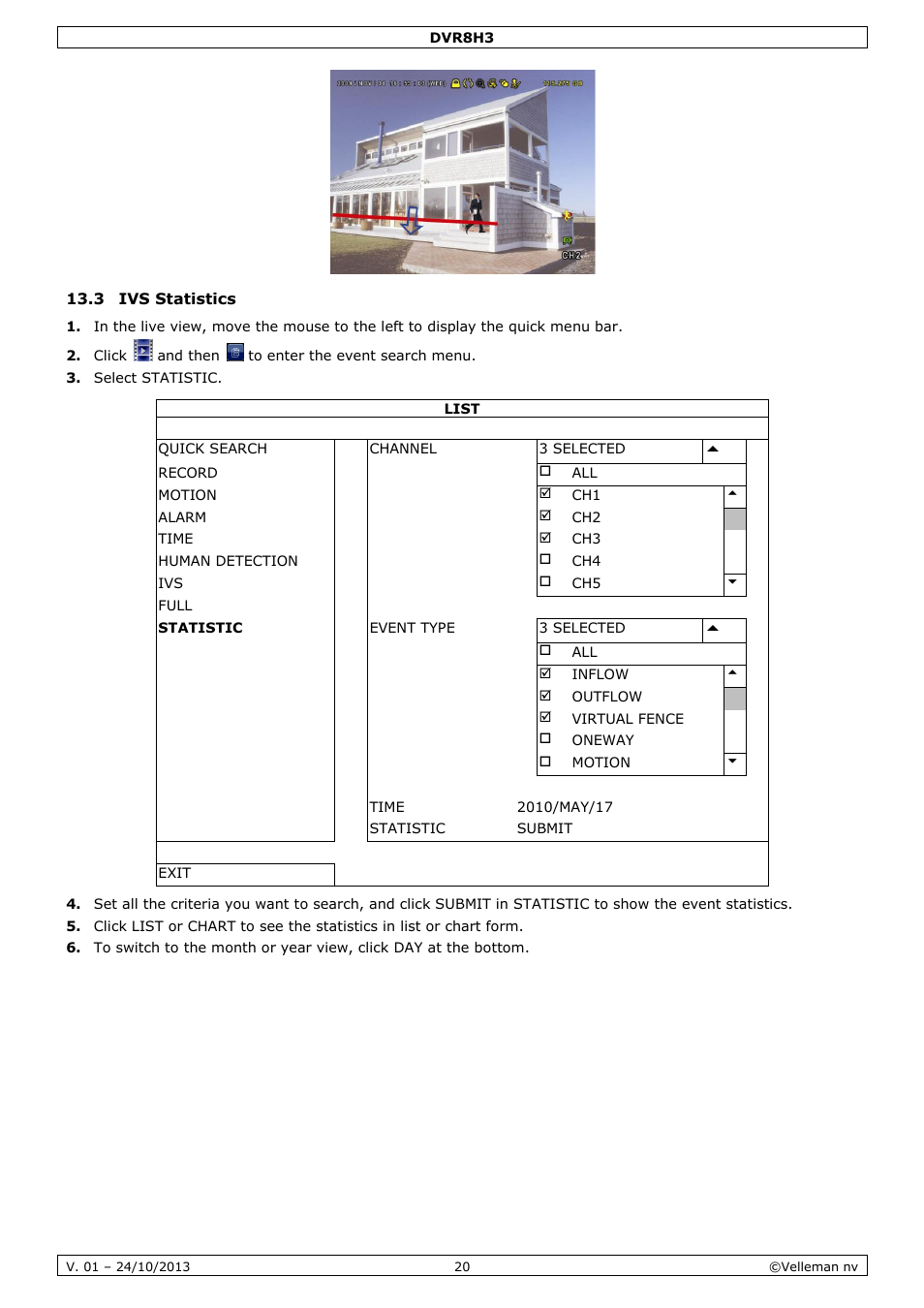 3 ivs statistics | Velleman DVR8H3 User Manual | Page 20 / 128