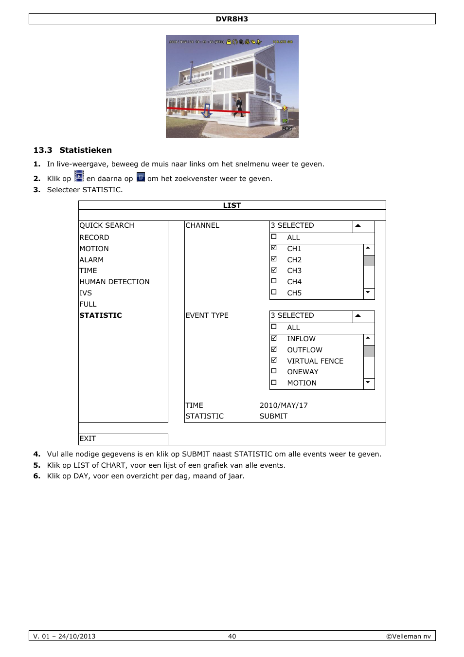 3 statistieken | Velleman DVR8H3 User Manual | Page 40 / 128