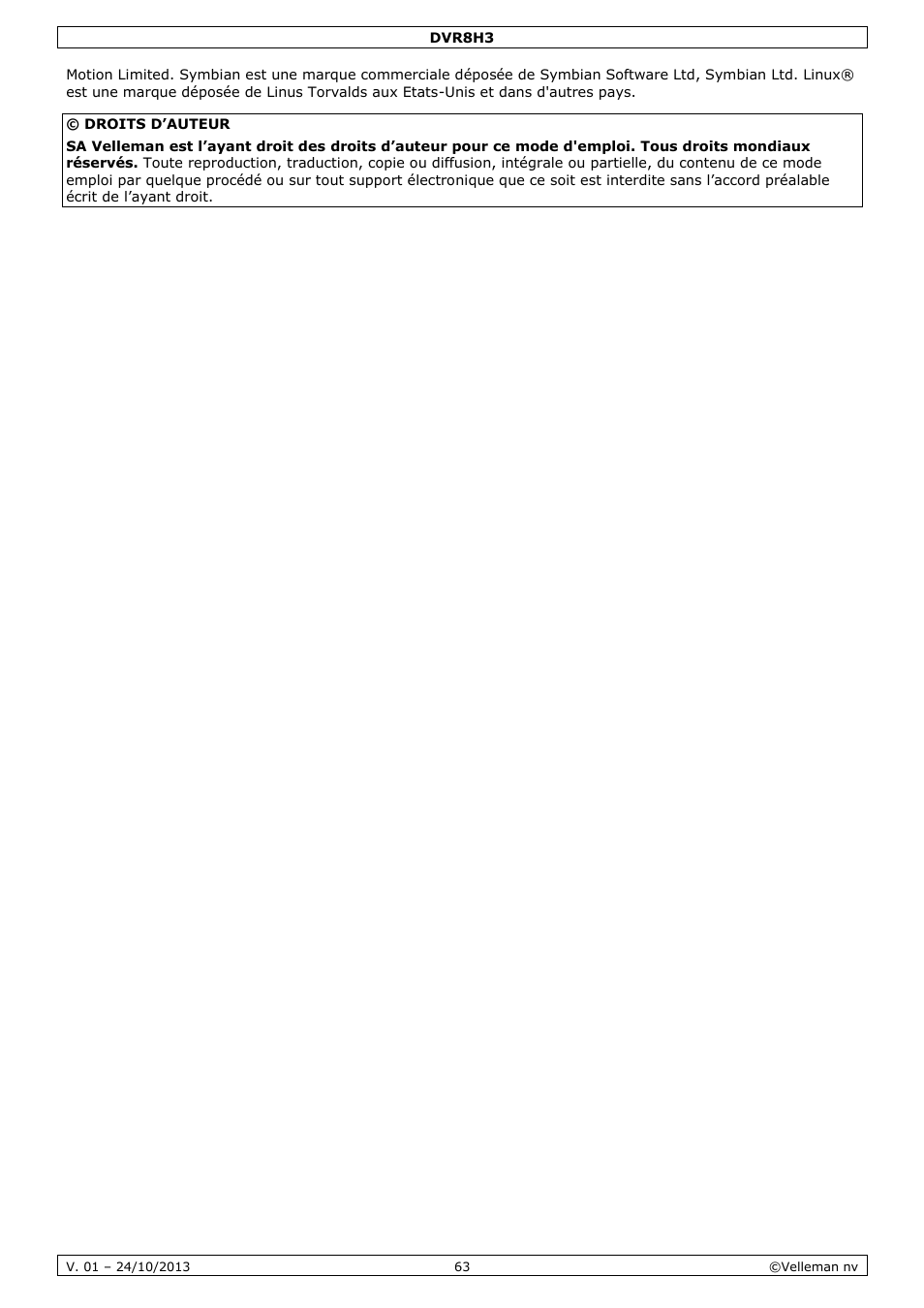 Velleman DVR8H3 User Manual | Page 63 / 128
