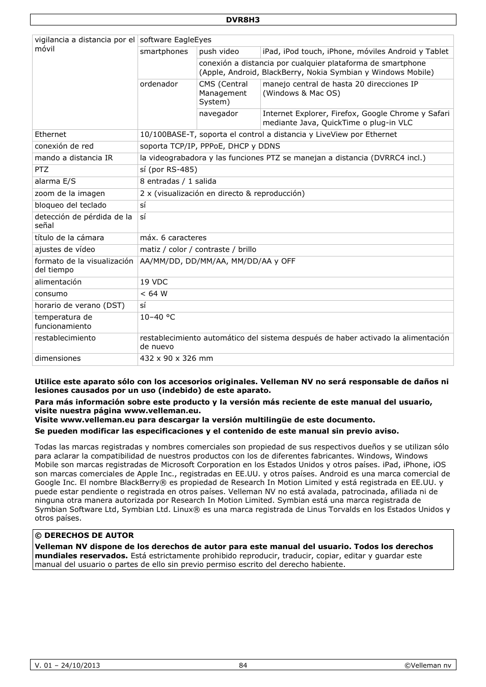 Velleman DVR8H3 User Manual | Page 84 / 128