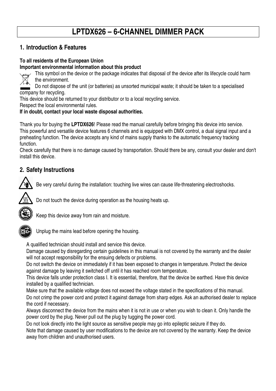 Velleman LPTDX626 User Manual | 20 pages
