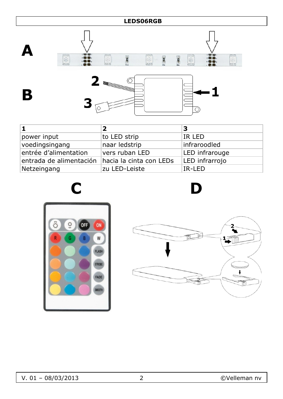 Velleman LEDS06RGB User Manual | Page 2 / 22