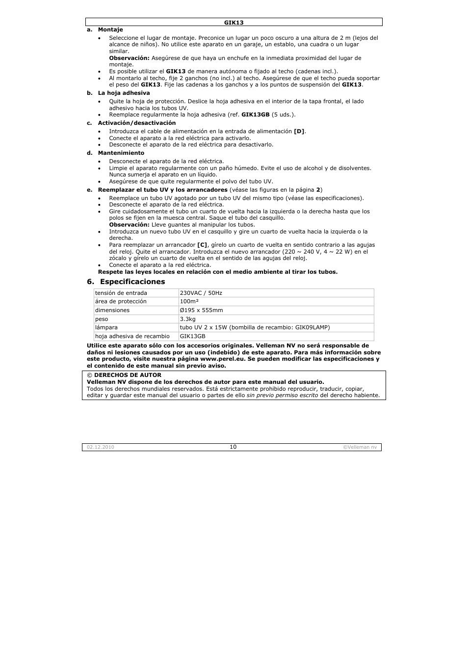 Velleman GIK13 User Manual | Page 10 / 16