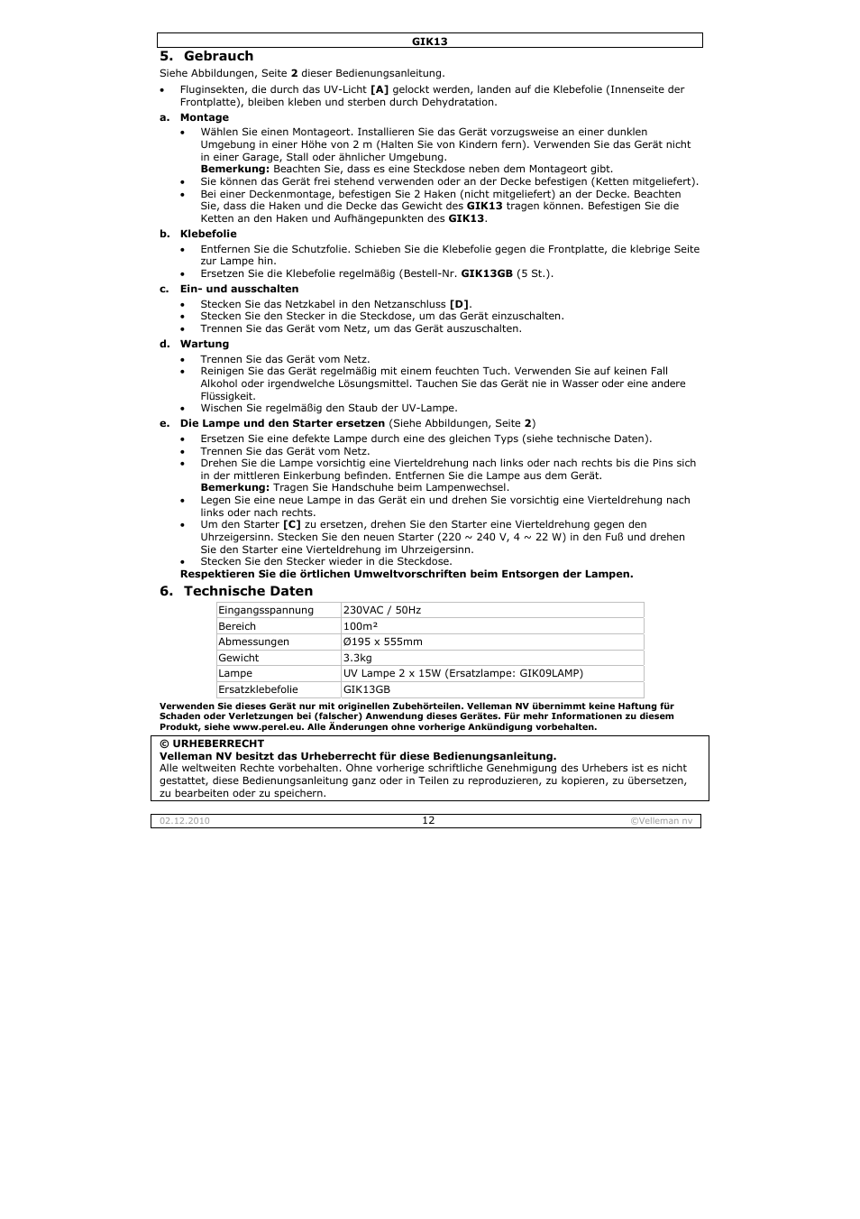 Velleman GIK13 User Manual | Page 12 / 16