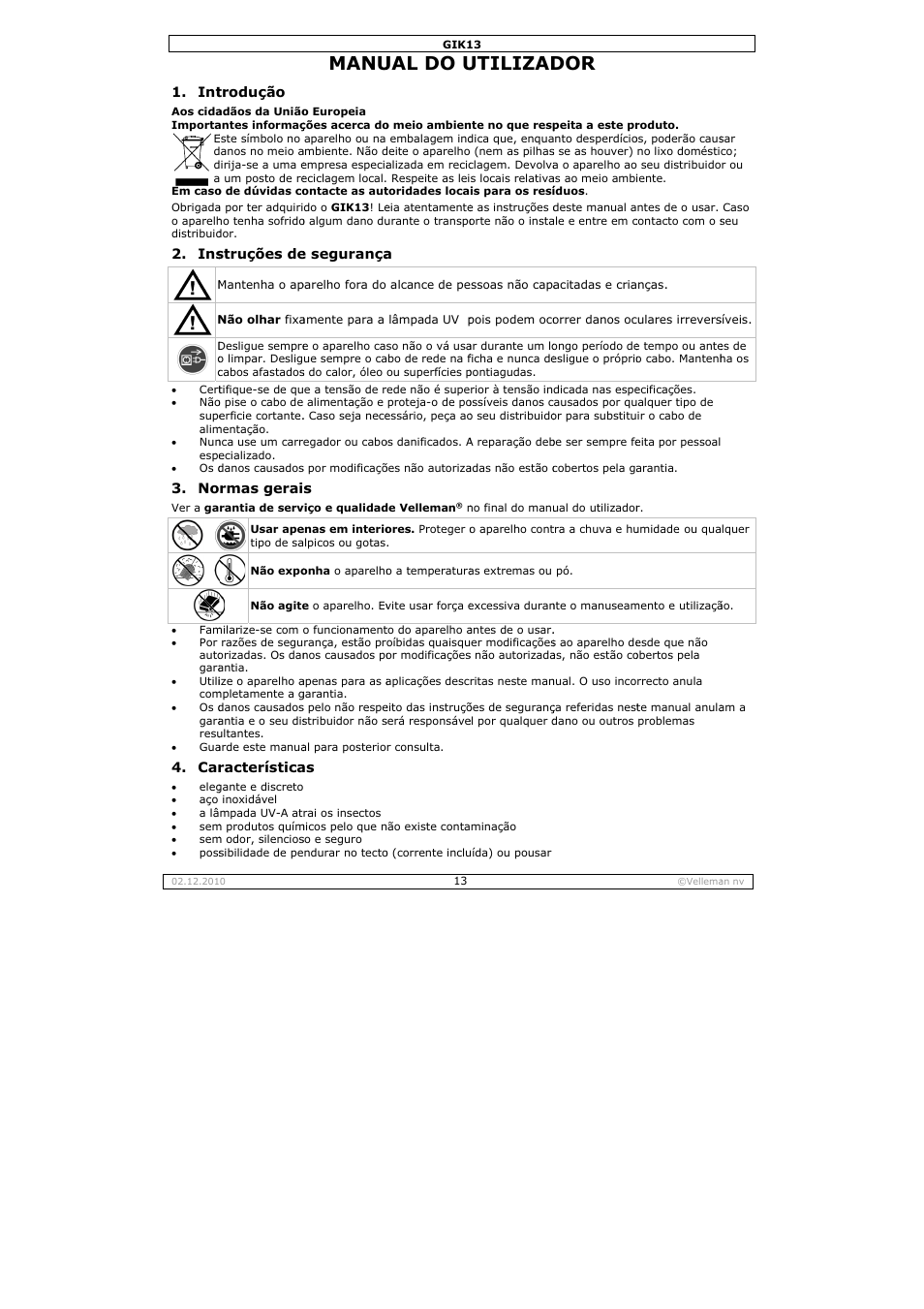 Manu, Ual do u, Utilizad | Velleman GIK13 User Manual | Page 13 / 16