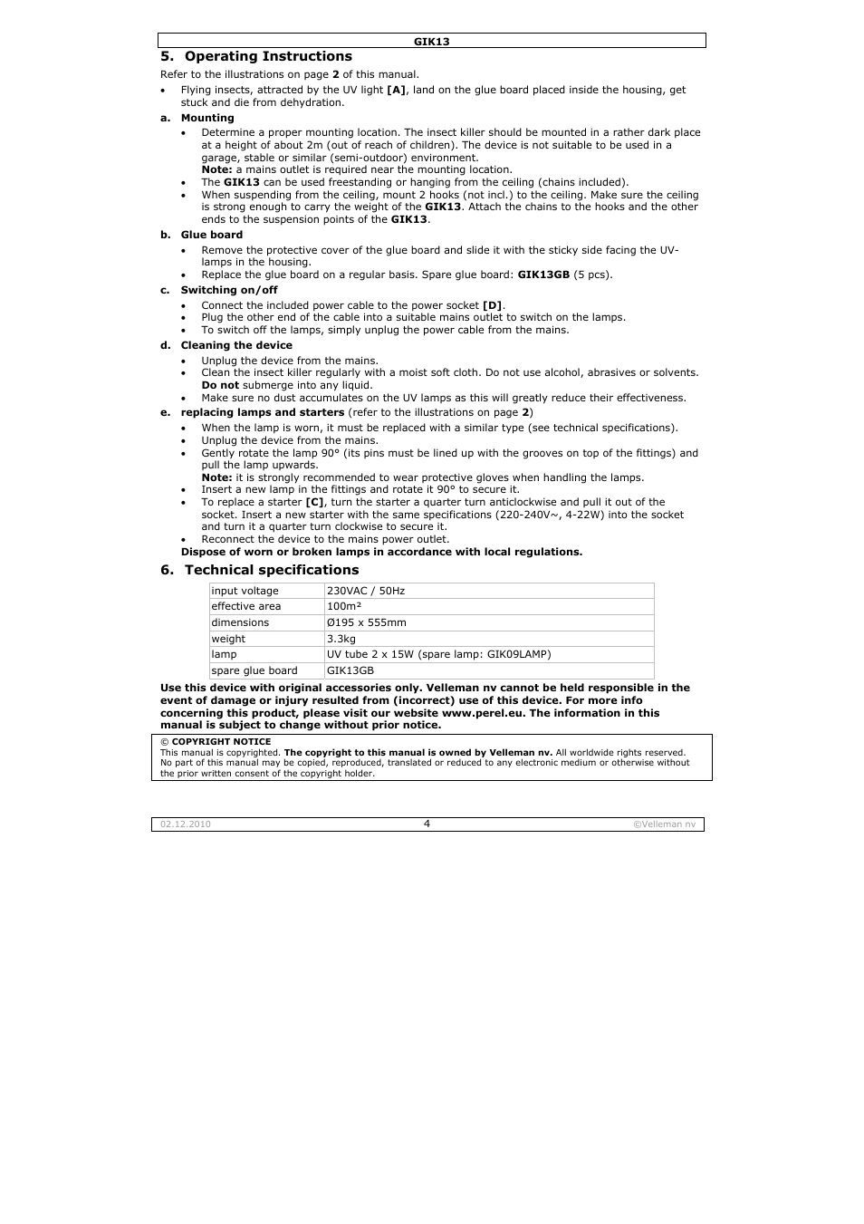 Velleman GIK13 User Manual | Page 4 / 16