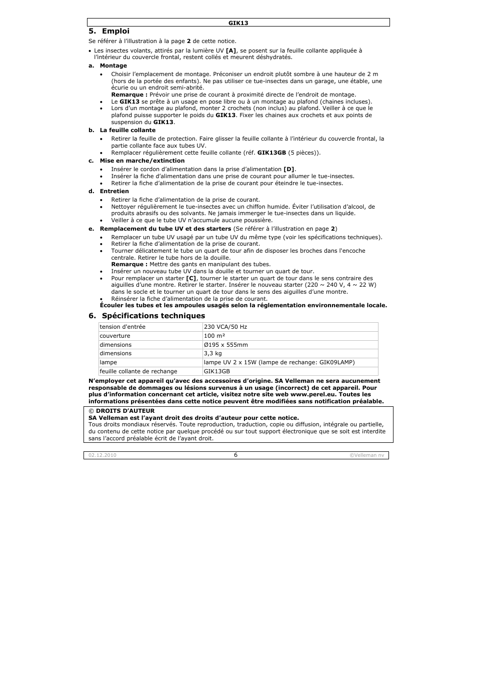 Velleman GIK13 User Manual | Page 6 / 16