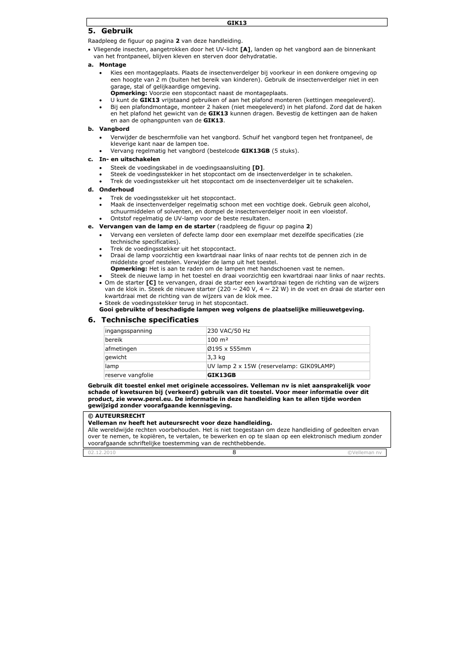 Velleman GIK13 User Manual | Page 8 / 16