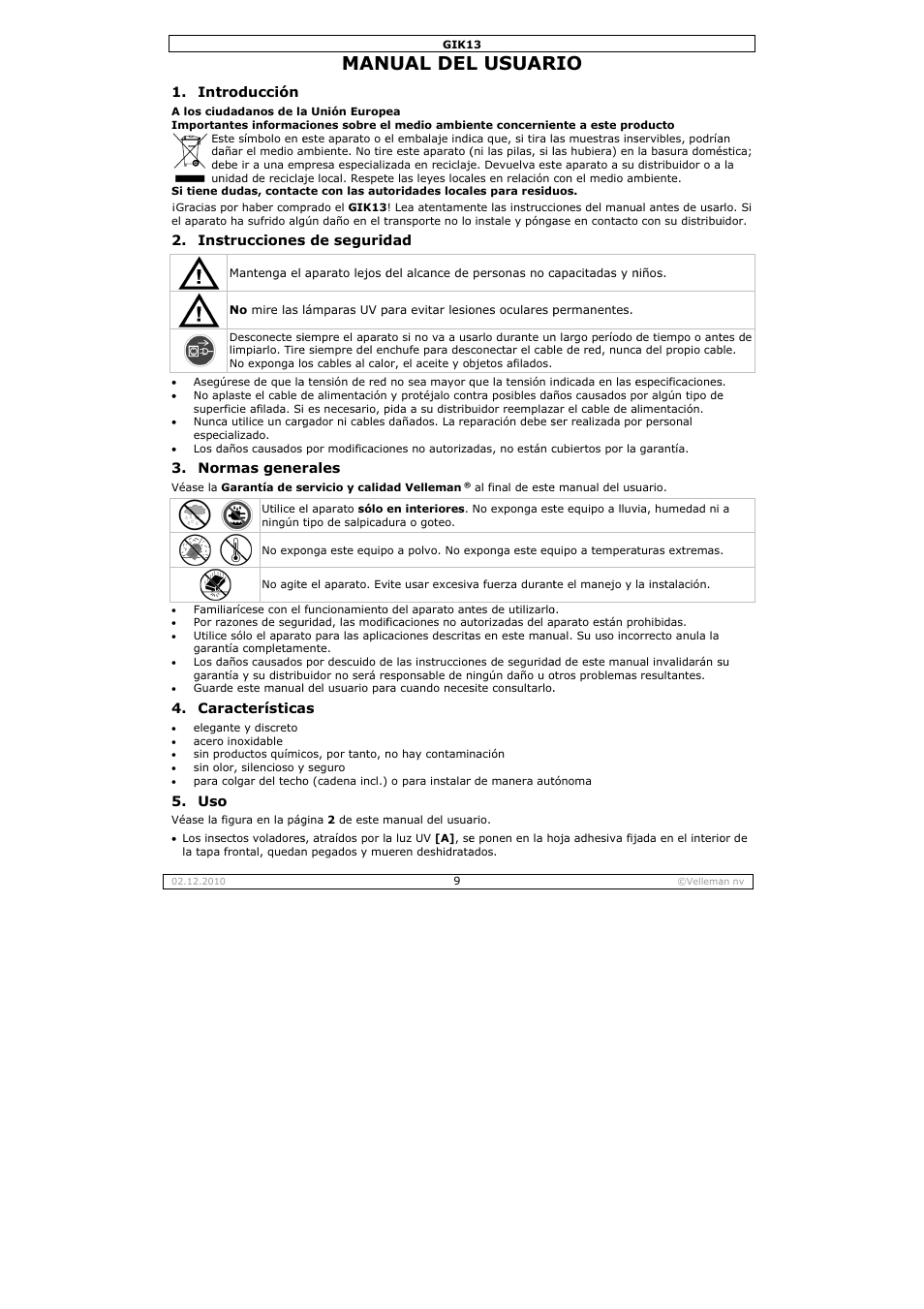 Nual del, L usuar | Velleman GIK13 User Manual | Page 9 / 16