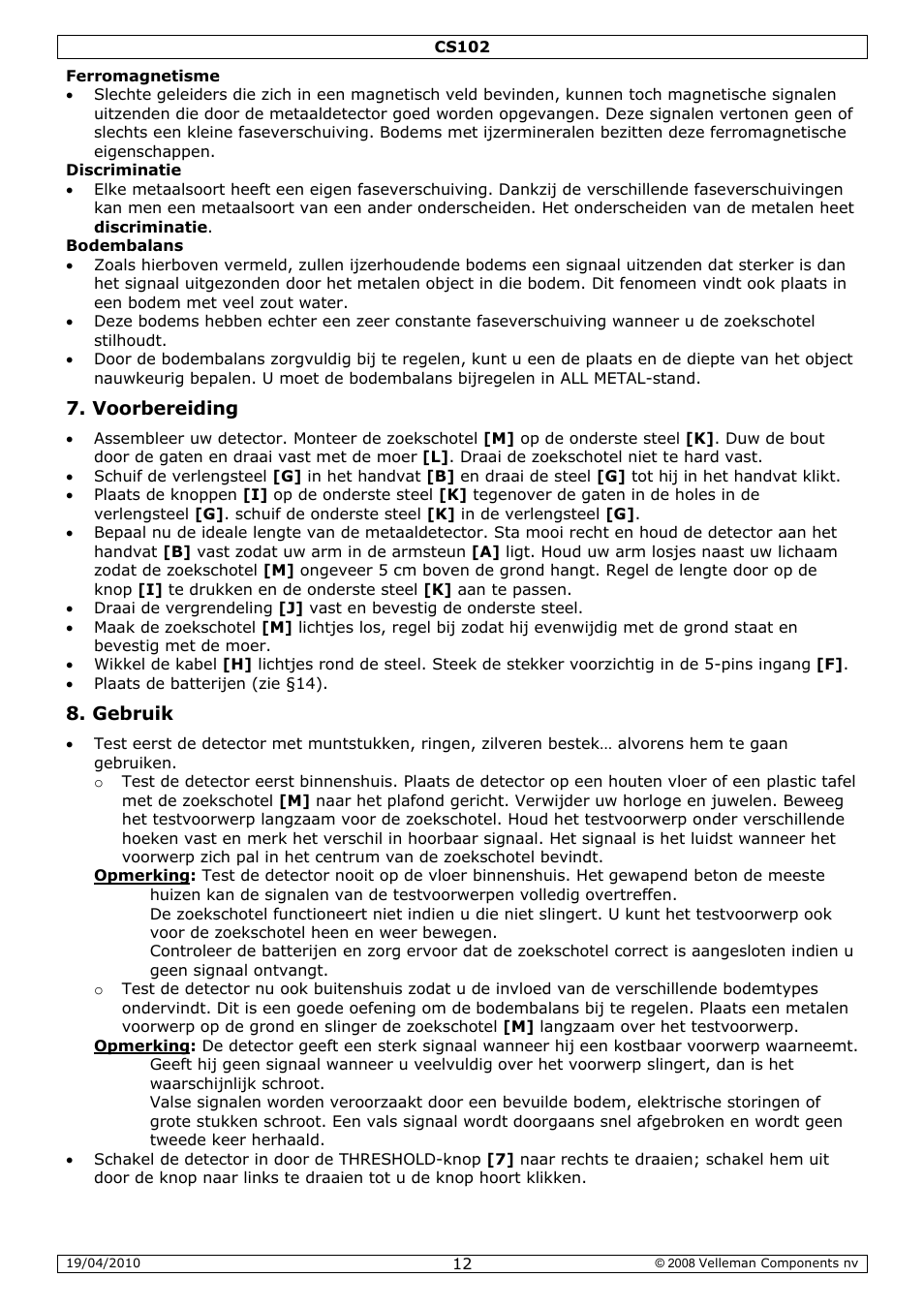 Velleman CS102 User Manual | Page 12 / 52