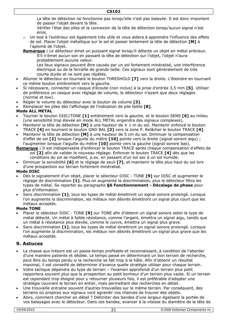 Velleman CS102 User Manual | Page 21 / 52