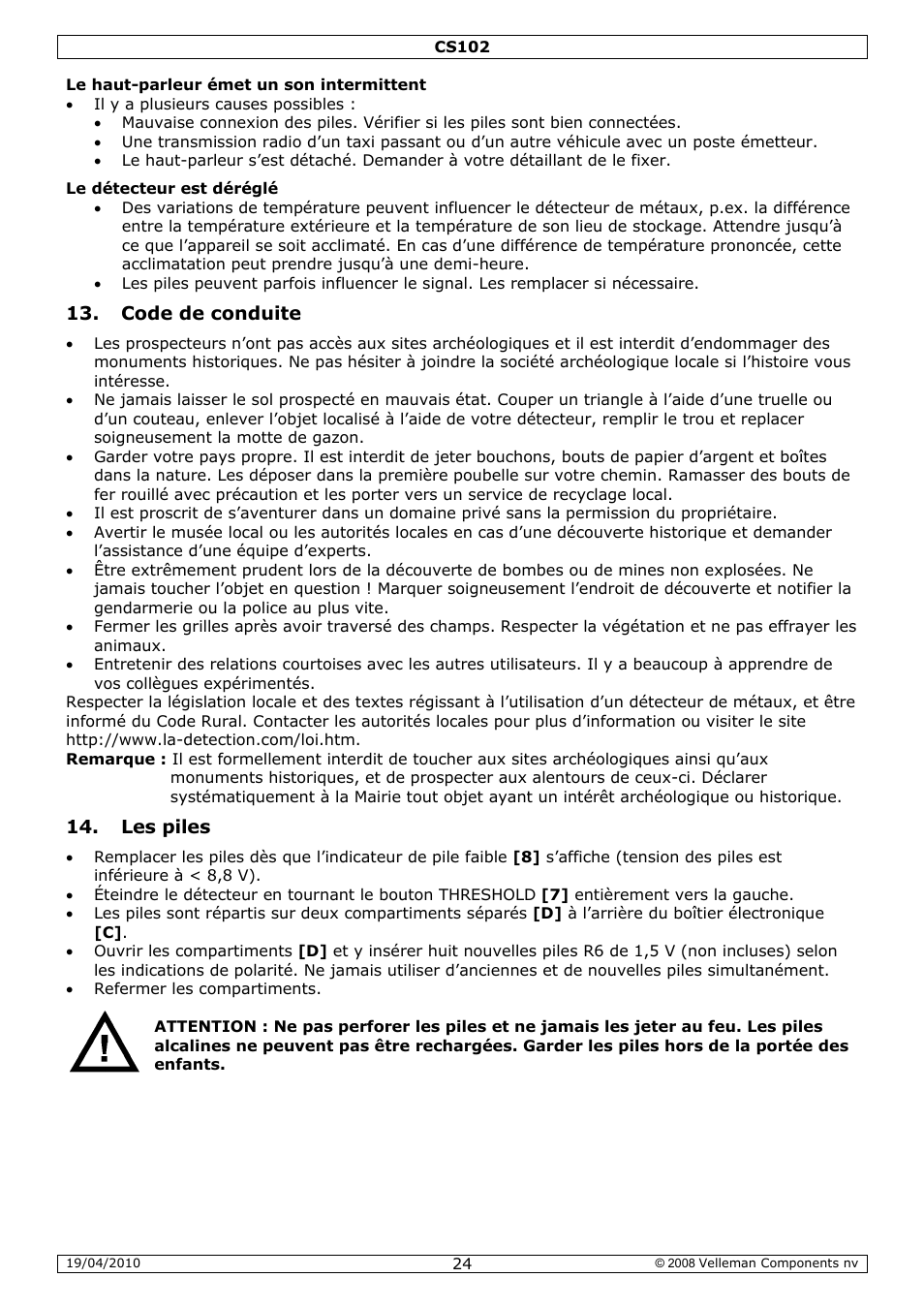 Velleman CS102 User Manual | Page 24 / 52