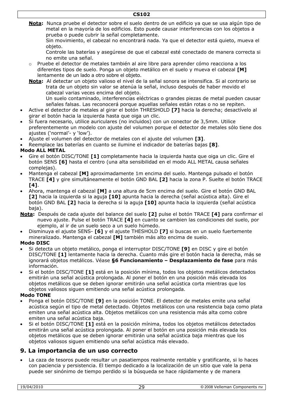 Velleman CS102 User Manual | Page 29 / 52