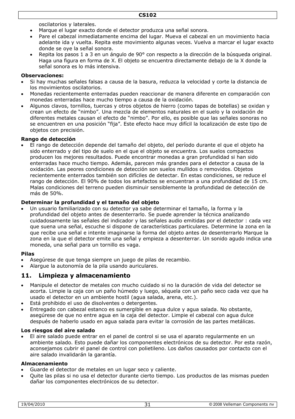 Velleman CS102 User Manual | Page 31 / 52