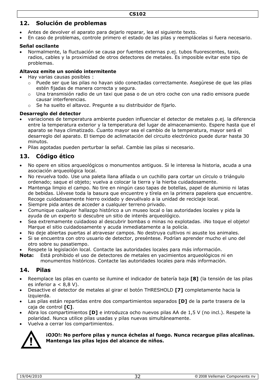 Velleman CS102 User Manual | Page 32 / 52