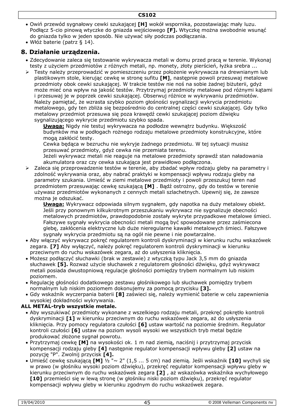 Velleman CS102 User Manual | Page 45 / 52