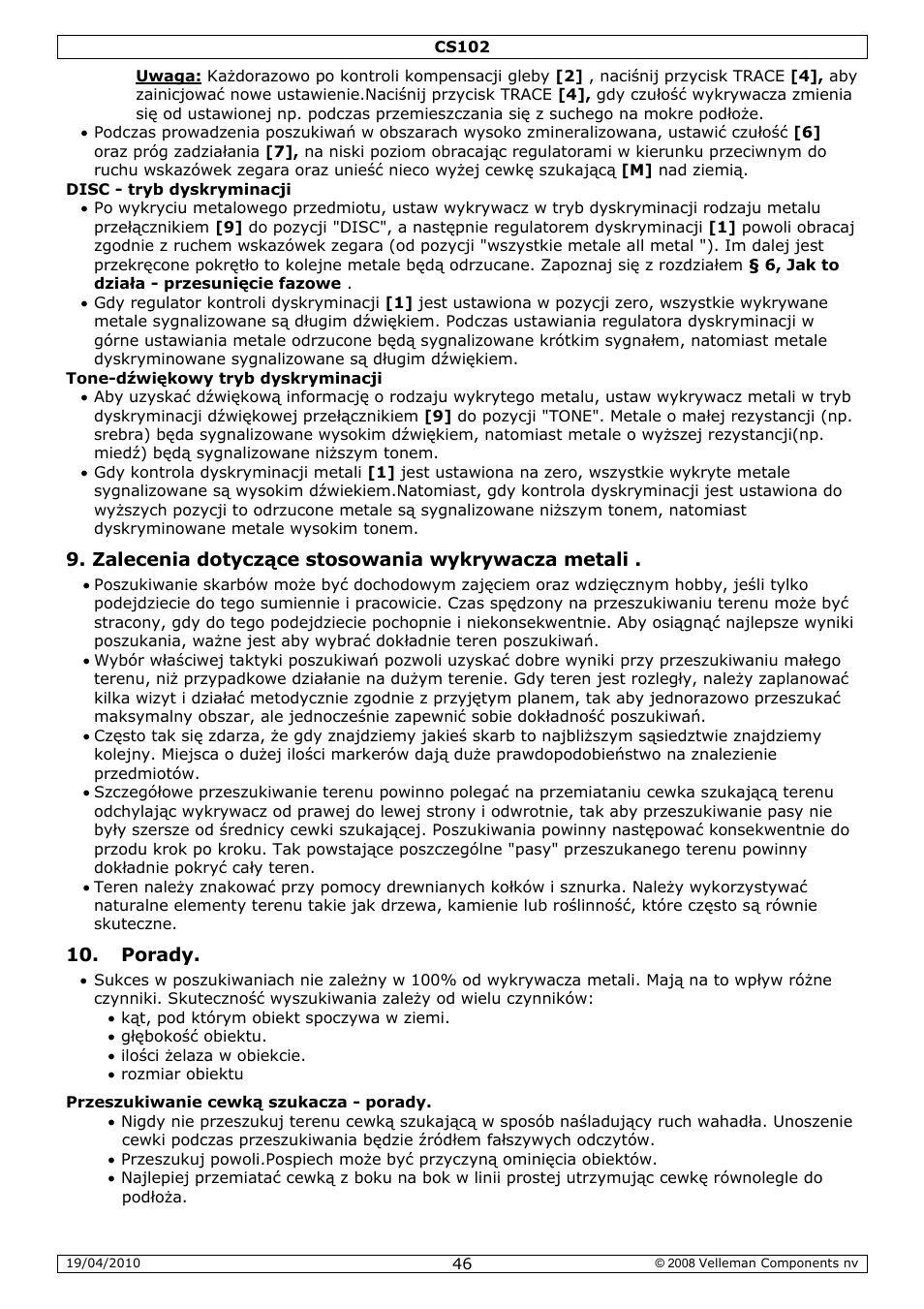 Velleman CS102 User Manual | Page 46 / 52