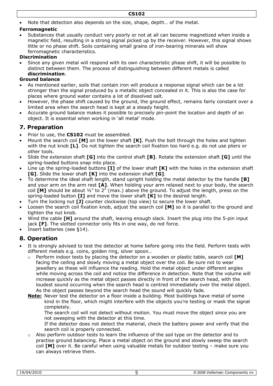 Velleman CS102 User Manual | Page 5 / 52