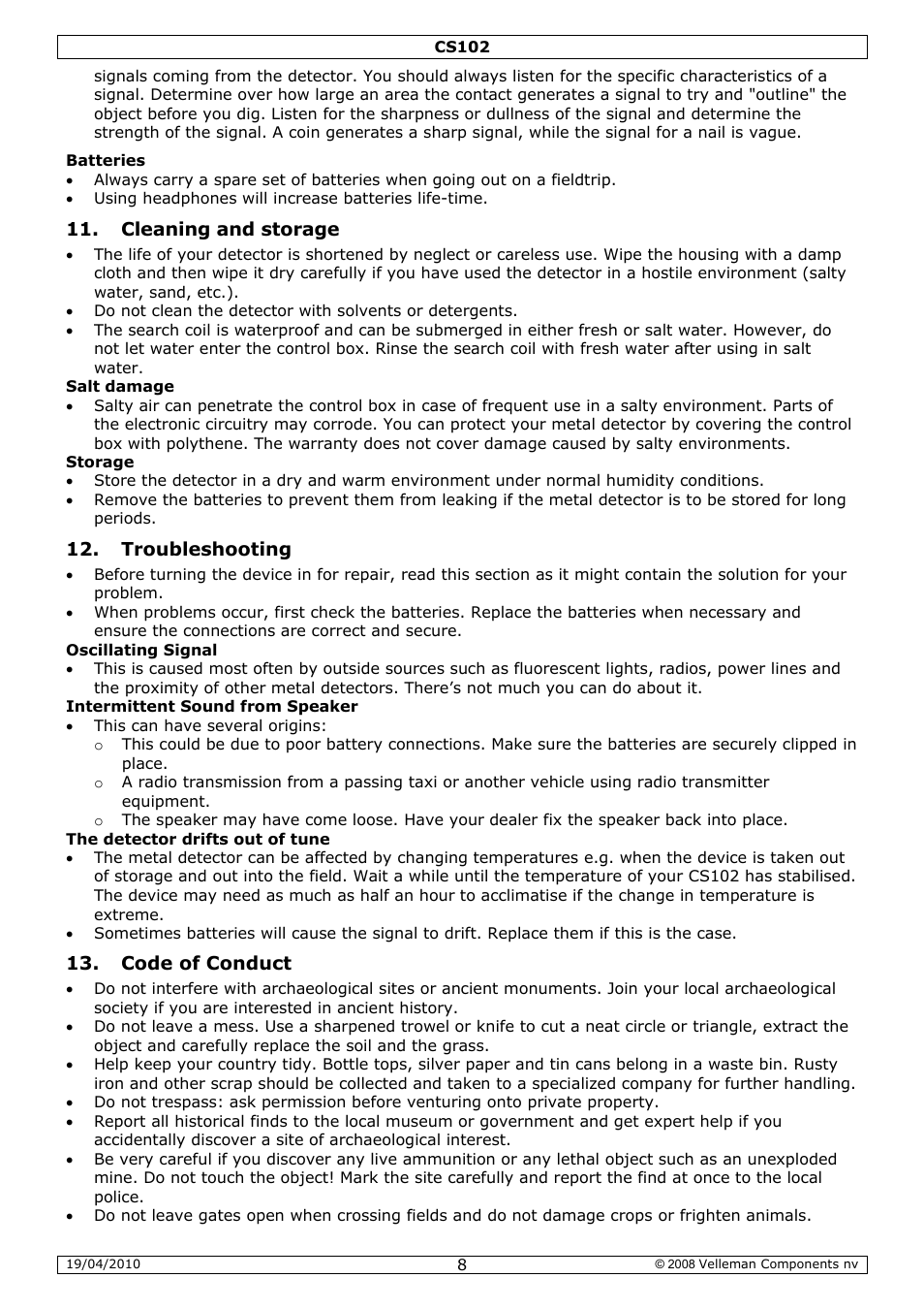 Velleman CS102 User Manual | Page 8 / 52