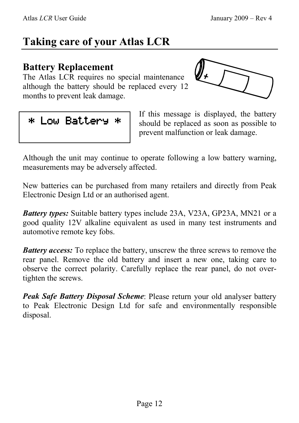 Taking care of your atlas lcr | Velleman LCR40 User Manual | Page 12 / 20