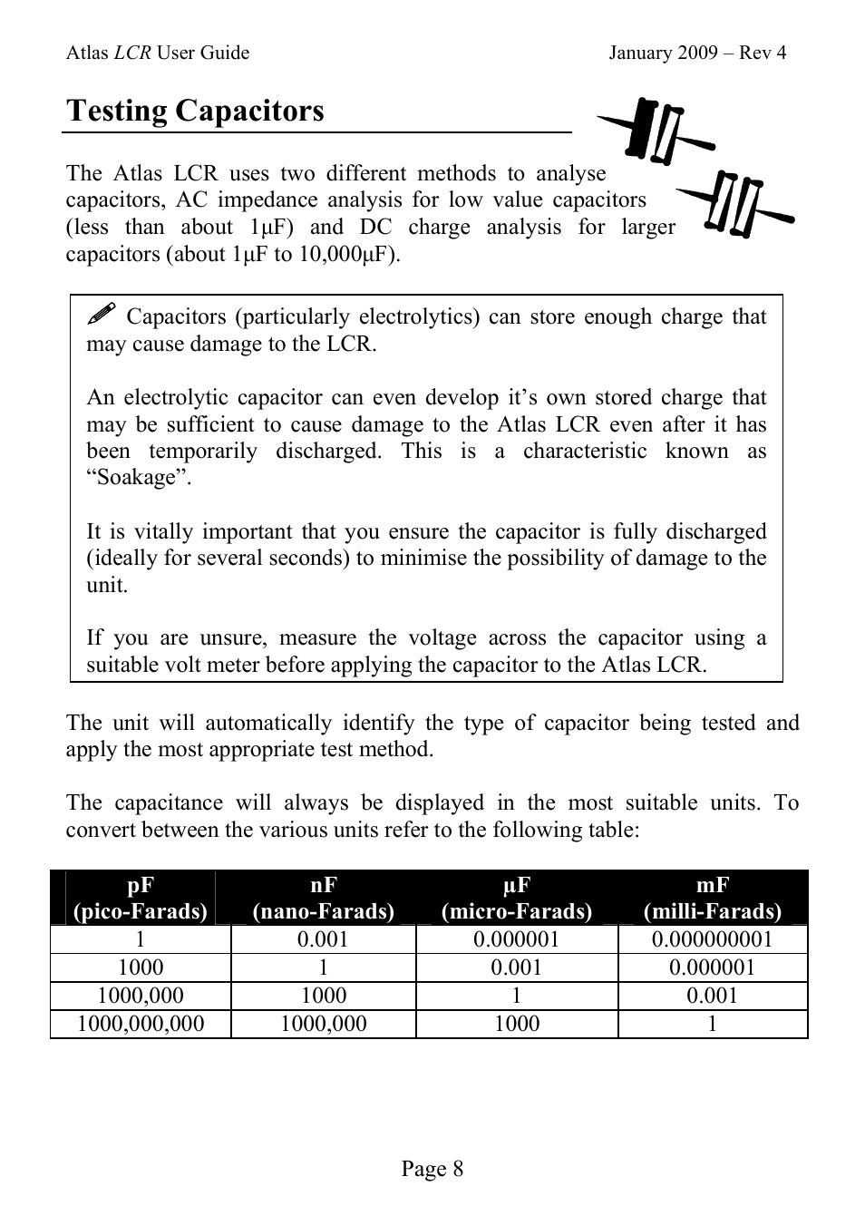 Testing capacitors | Velleman LCR40 User Manual | Page 8 / 20